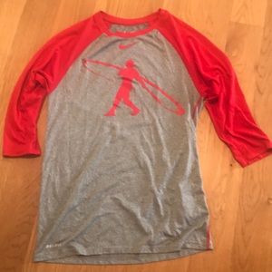 Nike 3/4 sleeve dri-fit athletic cut baseball tee